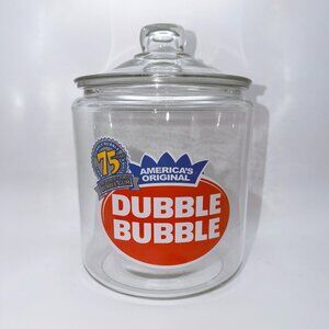 Vintage 2003 Dubble Bubble 75th Anniversary Glass Candy Jar 7"